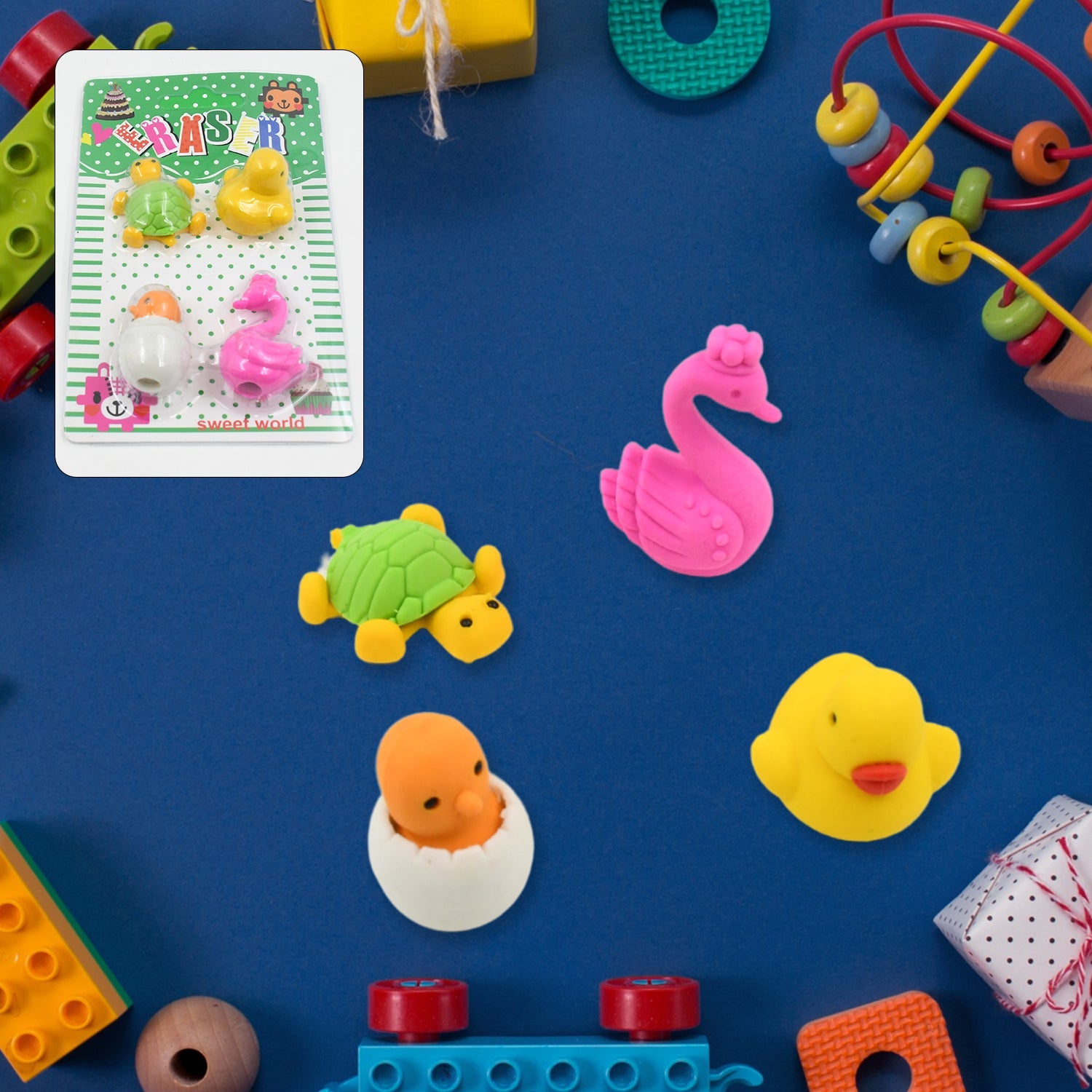 3D Mix Design Fancy Erasers – Cute & Colorful Novelty Erasers for Kids, School Prize (1 Set)