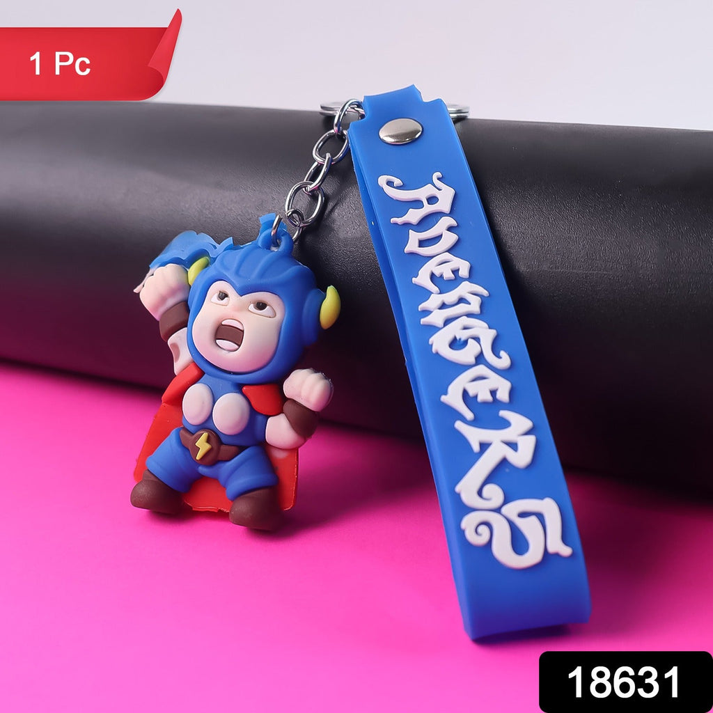 Cute Silicone 3D Key Chain with Metal Hook & Strap (Pack of 1)