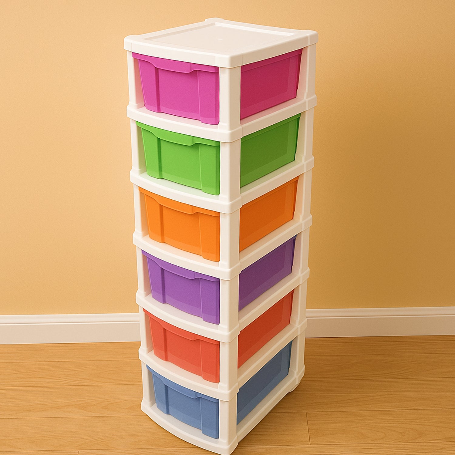 6-Layer Multi-Colored Plastic Storage Drawer Cabinet