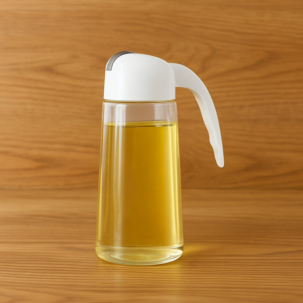 Kitchen Glass Oil Bottle Dispenser Automatic Opening Closing Home Bottles For Oil And Vinegar Honey Olive Oil Container (630ml)