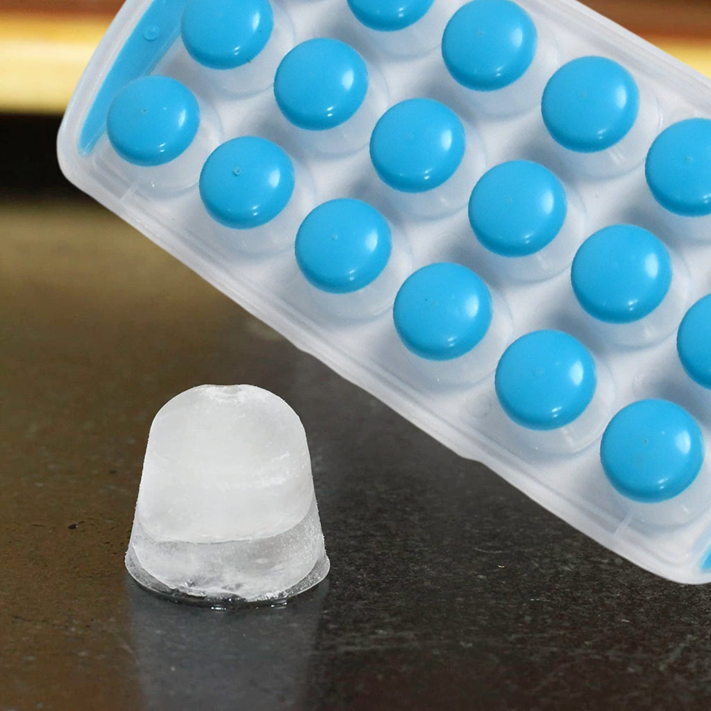 Smart Push  Out Round  Shape Mini Ice Cube Trays with Flexible Silicone Bottom | Round Shape Silicone Chocolate Mold Maker Ice Cube Tray Freeze Mold