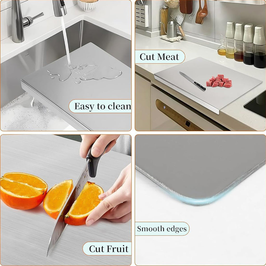 Premium Stainless Steel Anti-Bacterial Chopping Board for Kitchen (1 Pc)
