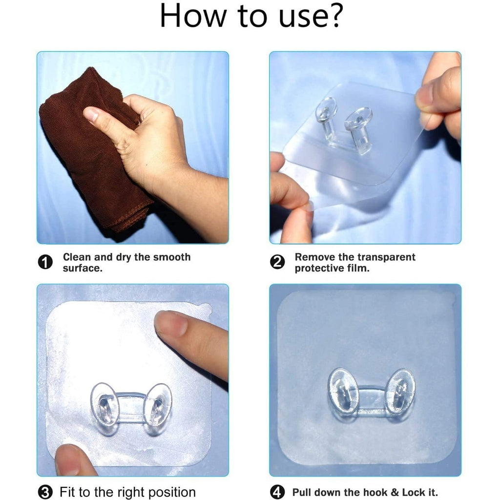 Transparent Self-Adhesive Wall Hook – Drill-Free, Waterproof & Oil-Proof for Toothbrush, Socket (1 Pc)