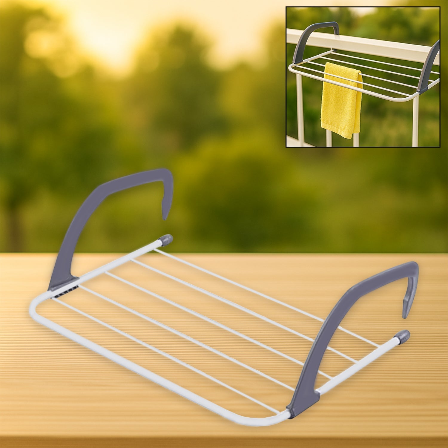Metal Steel Folding Drying Rack for Clothes Balcony Laundry Hanger for Small Clothes Drying Hanger Metal Clothes Drying Stand, Socks and Plant Storage Holder Outdoor / Indoor Clothes-Towel Drying Rack Hanging on The Door Bathroom