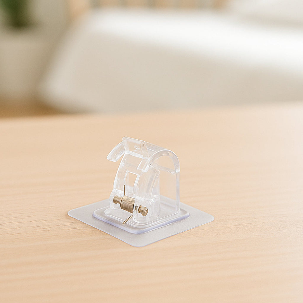 Self-Adhesive Transparent Wall with Spring-Loaded Anti-Slip Clip (1 Pc)