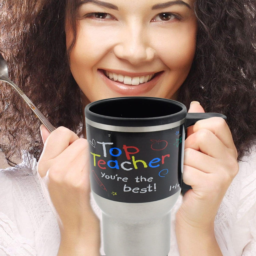 Stainless Steel Insulated Travel Mug - Double-Walled Vacuum Cup with Lid & Handle