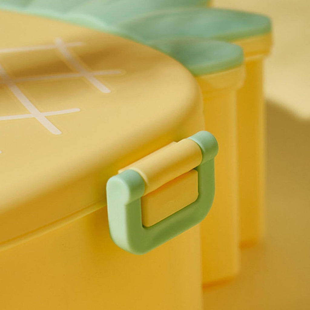 Kids Lunch Box Cute Pineapple Shaped Bento Box with Fork Spoon Snack Container Microwave Portable Office Lunch Box (1 Pc / With Spoon & Fork)