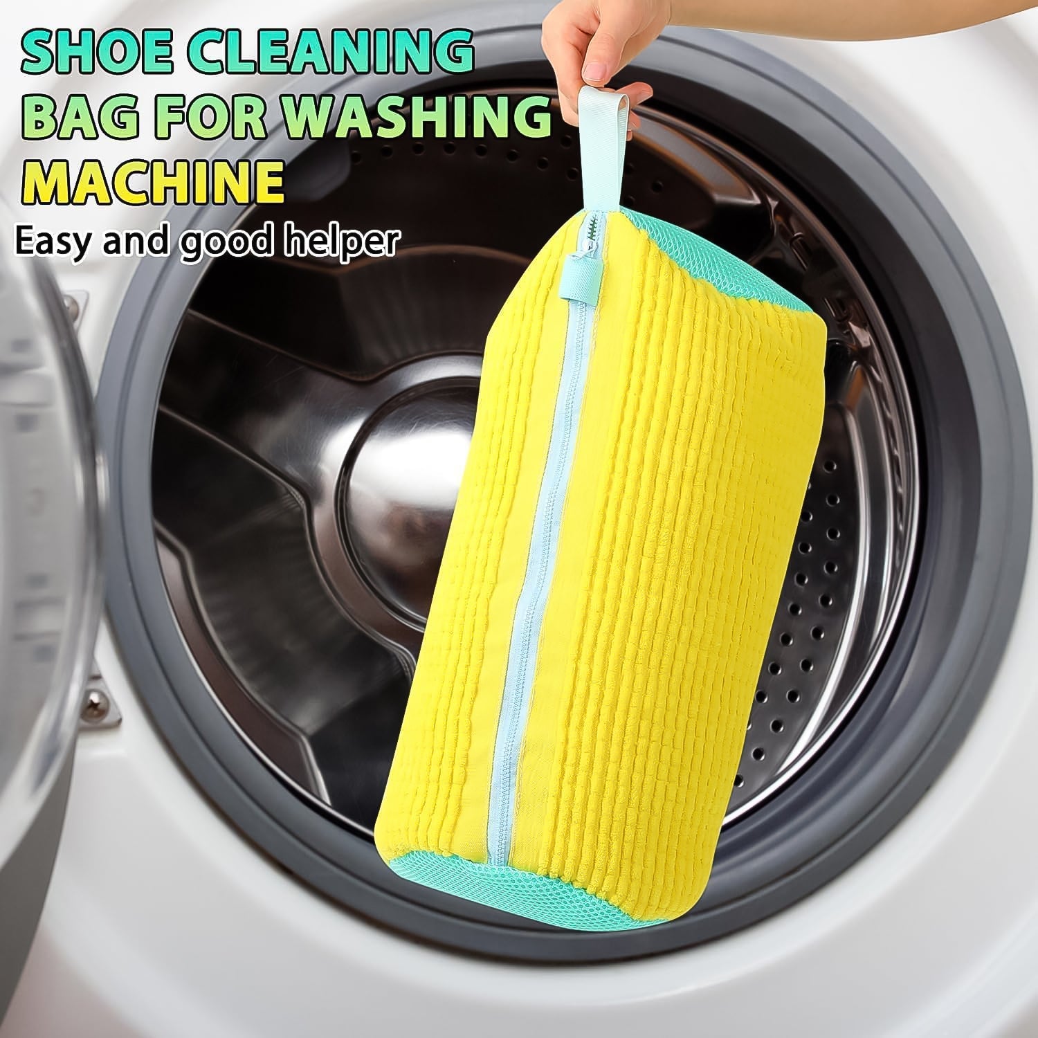 Shoe Washing Machine Bag with Microfiber Chenille Lining & Zipper (1 Pc)