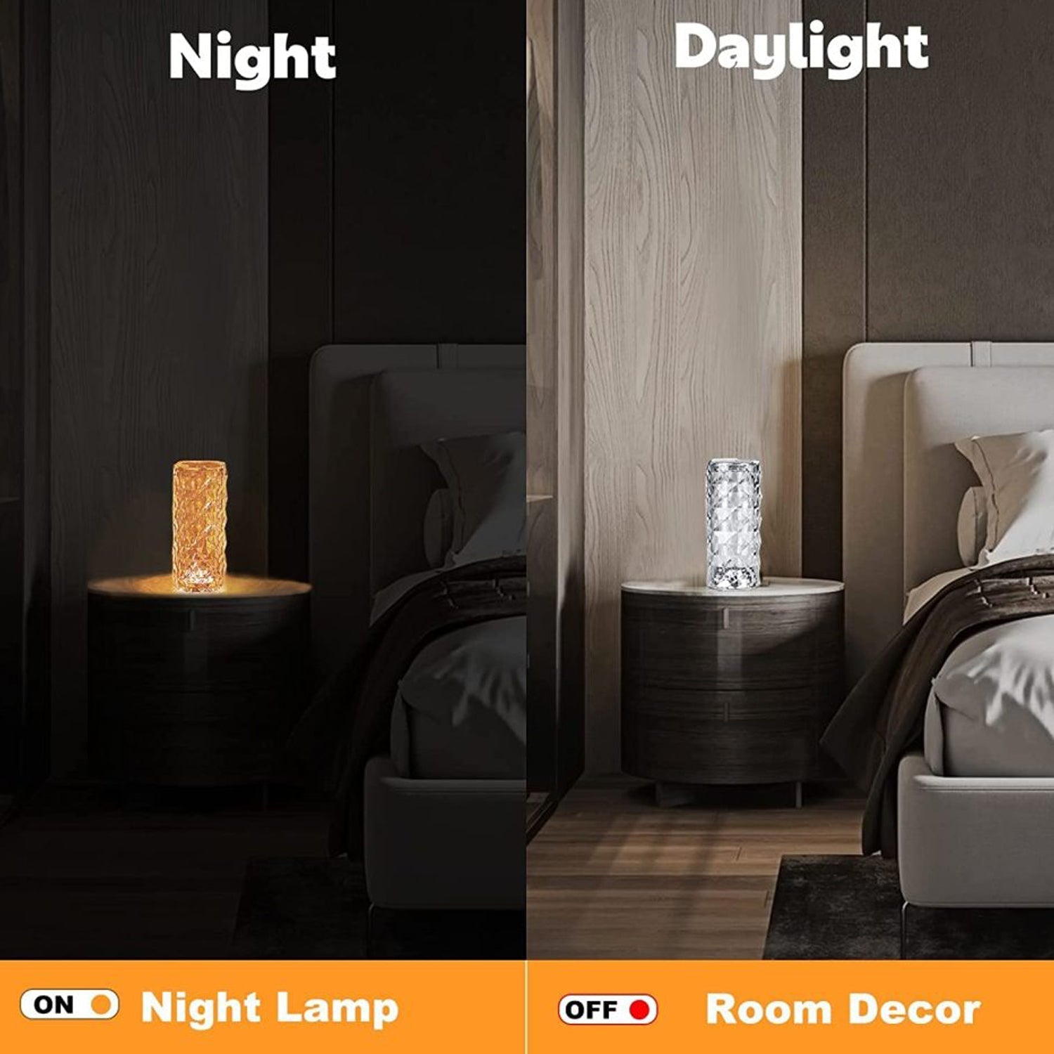 Crystal Touch Night Light for Bedroom Decor (16 Colors, Remote, USB)