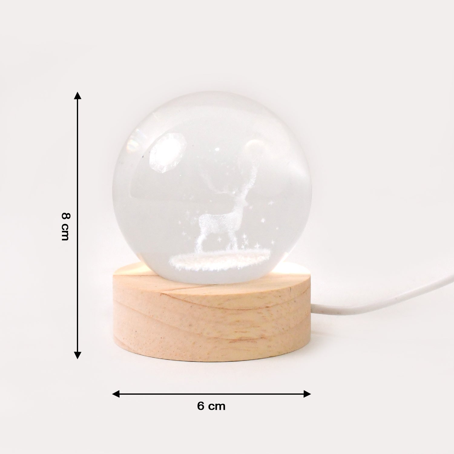 Crystal Ball Night Light Glass Ball Night Lamp with Wood Base