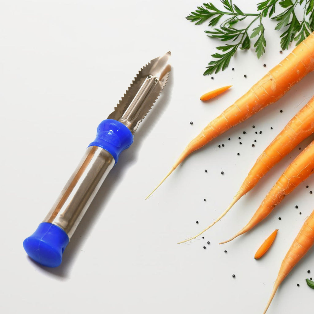 Stainless Steel 2-in-1 Vegetable Peeler - Multifunctional Grater with Hanging Ring (1 pc)