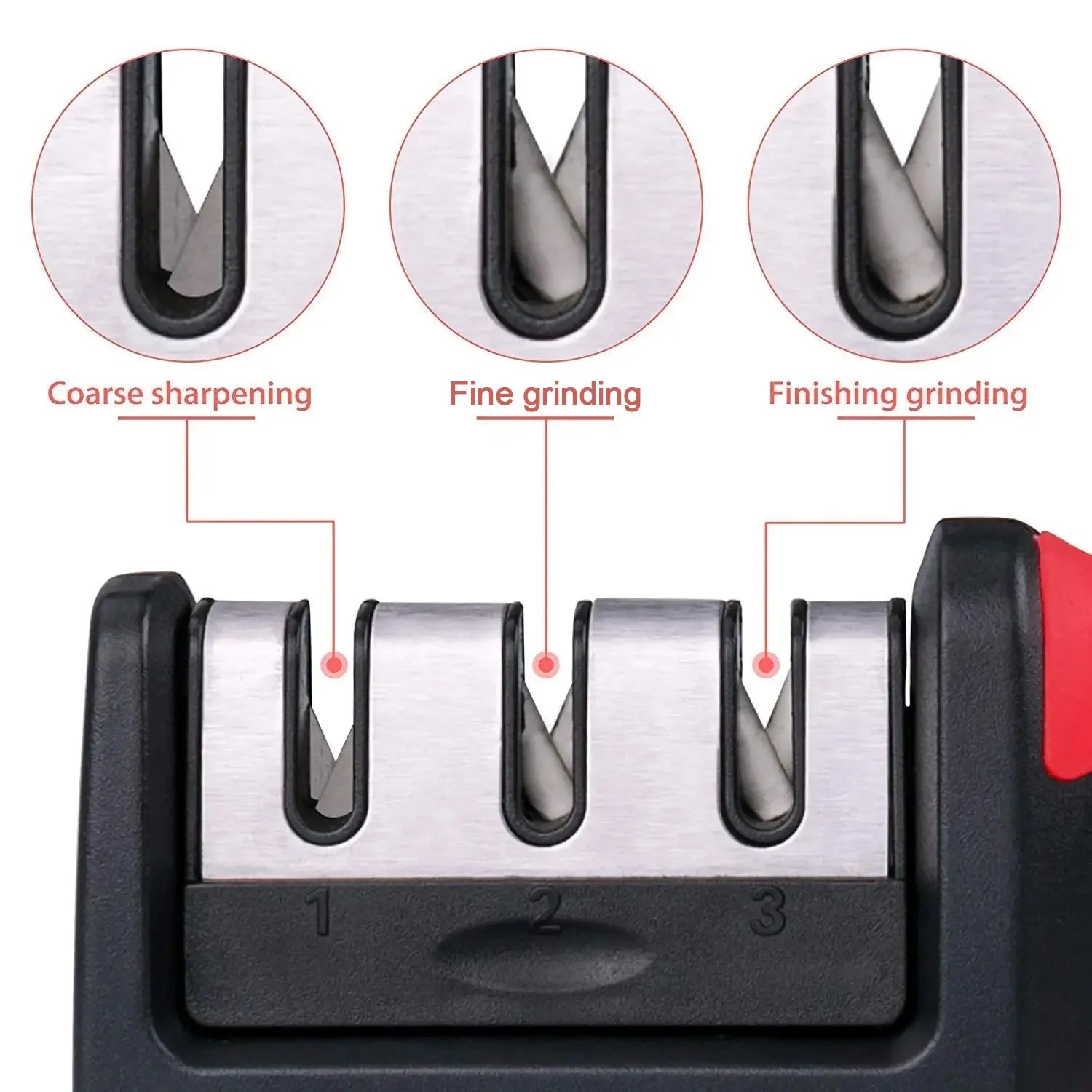 Manual Knife Sharpener 3 Stage Sharpening Tool for Ceramic Knife and Steel Knives (1 Pc)
