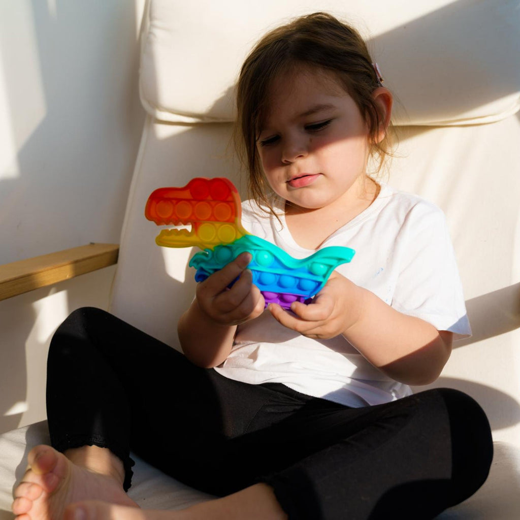 Dinosaur Shaped Rainbow Pop It Fidget Toy (1 Pc)