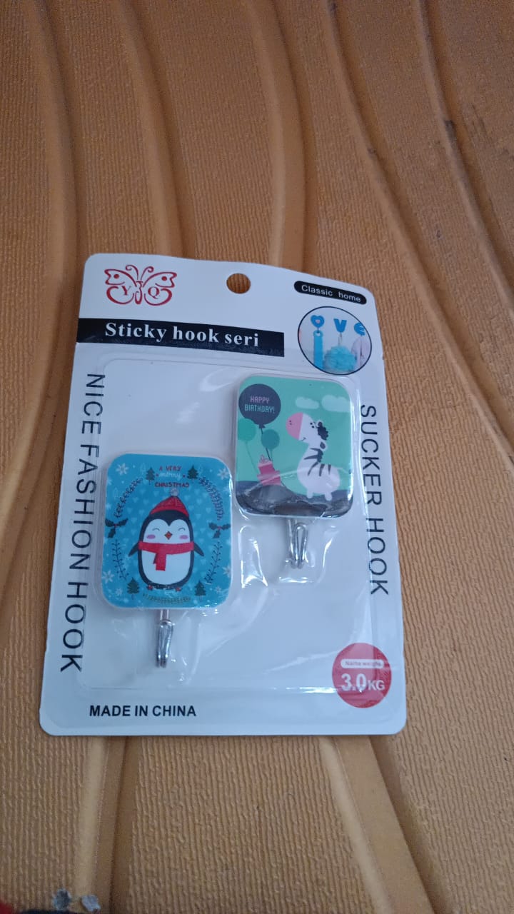 Multipurpose Strong Cartoon Hook Self-Adhesive hooks (2 Pc Set)