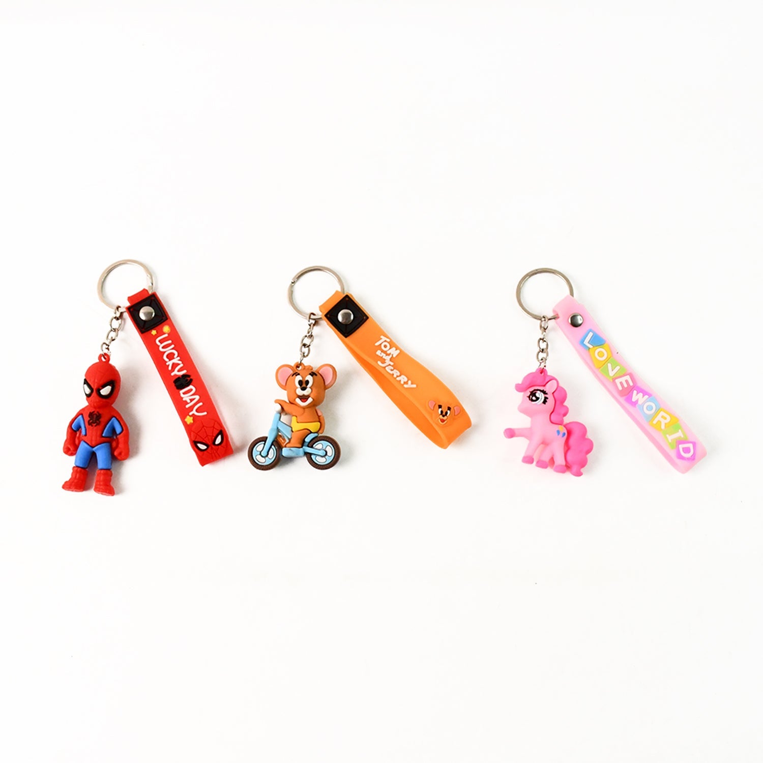 Cute Cartoon Silicone 3D Key Chain with Metal Hook & Strap (Pack of 1)