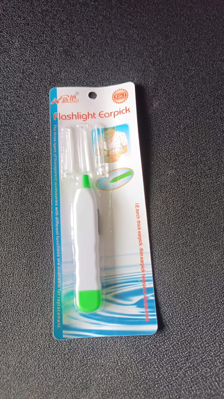 5-in-1 LED Flashlight Earpick with Interchangeable Transparent Ear Wax Removal Heads